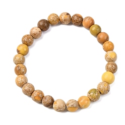 Имперская яшма Браслеты из натуральной императорской яшмы с круглыми бусинами для мужчин и женщин, бусины : 8~8.5 мм, внутренний диаметр: 2-3/8 дюйм (5.9 см)