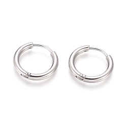 Color de Acero Inoxidable Pendientes de aro de acero inoxidable resistentes al deslustre, pendientes hipoalergénicos, con 304 clavija quirúrgica de acero inoxidable, color acero inoxidable, 316 calibre, 10 mm, pin: 17x2.5 mm, diámetro interior: 1 mm