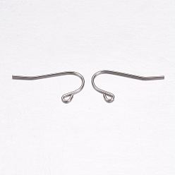 Stainless Steel Color 304 Stainless Steel Earring Hooks, Ear Wire, with Horizontal Loop, Stainless Steel Color, 21x11x0.7mm, Hole: 1mm, 21 Gauge, Pin: 0.7mm