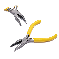 Yellow Carbon Steel Pliers, Jewelry Making Supplies, Bent Nose Pliers, Yellow