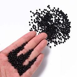Black Glass Seed Beads, Opaque Colours Seed, Small Craft Beads for DIY Jewelry Making, Round, Black, 3mm, Hole:1mm, about 10000pcs/pound