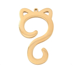 Золотой 304 подвески из нержавеющей стали, кошачье очарование, золотые, 38.5x22.5x1.3 мм, отверстие : 1.4 мм