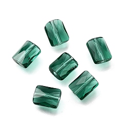 чирок Стекло имитация австрийских хрустальных бусин, прямоугольные, граненые, зелено-синие, 8x6.5x4 мм, отверстие : 1.2 мм