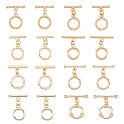 Light Gold 16 шт. 8 стили стойки с латунными застежками-переключателями, долговечный, кольцо смешанной формы, золотой свет, Кольцо: 13.5~16.5x10~13x1.5~3 mm, отверстие : 1.4~2.4 мм, бар: 14.5~24x4.5~6x1.2~3 mm, отверстие : 1.4~2.4 мм, 2 шт / стиль