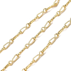 Настоящее золото 18K Латунные цепные цепи, стойки покрытие, без кадмия и без свинца, долговечный, пайки, с катушкой, реальный 18 k позолоченный, 7.5x2.2x0.8 мм