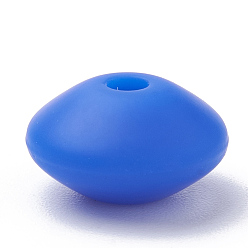 Medium Blue Food Grade Eco-Friendly Silicone Beads, Chewing Beads For Teethers, DIY Nursing Necklaces Making, Rondelle, Medium Blue, 12x6~7mm, Hole: 2mm