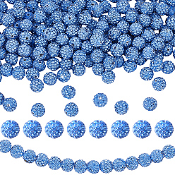 Zafiro Ligero 200 piezas pavimentan bolas de bola de discoteca, Abalorios de rhinestone de arcilla polímero, Grado A, rondo, zafiro luz, 10 mm, agujero: 1.5 mm