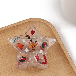 Олень Рождественская тема, заколки для волос из ПВХ с когтями, олень, 60x49x60 мм