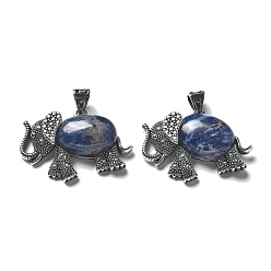 Содалитовое Кулон из натурального содалита, с латунной фурнитурой , без свинца и без кадмия, слон, 22.5x33.5x7.5 мм, отверстие : 5.5x4.5 мм