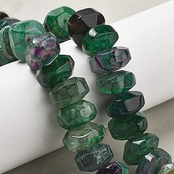 Зеленый Природных вены драконов агат бисер нитей, окрашенная и подогревом, граненые, рондель, зелёные, 15~17x15~17x9~11 мм, отверстие : 1.2 мм, около 19~21 шт / нитка, 6.89''~7.48'' (17.5~19 см)