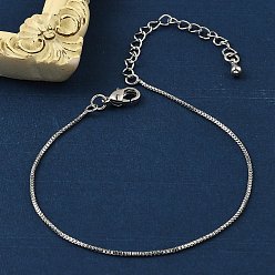 Платина Латунные браслеты-цепочки с креплением для женщин, без кадмия и без свинца, 901 застежка из нержавеющей стали, долговечный, платина, 6-3/4 дюйм (17 см)