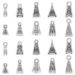 Античное Серебро 100 шт. 10 стили трубчатых поручней из сплава, петля под залог, разнообразные, античное серебро, 9.5~15.5x4~10x5.5~9.5 мм, отверстие : 1.5~2.5 мм, 10 шт / стиль