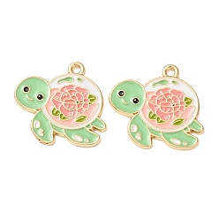 Turtle Подвески из эмали и сплава, животные прелести, стойки покрытие, долговечный, золотые, прелести черепахи, 23x25x1.5 мм, отверстие : 1.8 мм