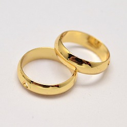 Real 18K Gold Plated Ring Brass Bead Frames, Cadmium Free & Nickel Free & Lead Free, Real 18K Gold Plated, 8x2.5mm, Hole: 1mm