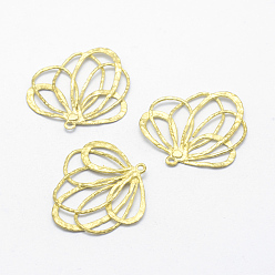Без Покрытия Латунные подвески, без свинца, без кадмии и без никеля, цветок, сырой (без покрытия), 26x25x1 мм, отверстие : 1 мм