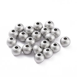 Нержавеющая Сталь Цвет 304 текстурированные бусины из нержавеющей стали, круглые, цвет нержавеющей стали, 6x5 мм, отверстие : 1.6 мм
