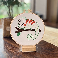 Lizard DIY Embroidery Kits, Including Printed Fabric, Embroidery Thread & Needles, Embroidery Hoop, Lizard, 150mm