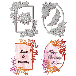 Смешанные Узоры 2 шт 2 стили трафареты для штампов из углеродистой стали, для diy scrapbooking, Фотоальбом, декоративная бумага для тиснения, цвет нержавеющей стали, прямоугольник и овал с цветочным узором, смешанные узоры, 129~135x96~102x0.8 мм, 1 шт / стиль