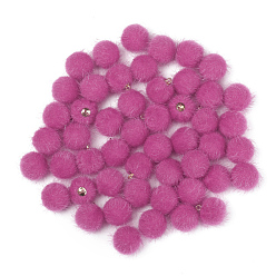 Камелия Подвески из искусственного норкового меха, со сплавочной фурнитурой, круглые, золотые, камелия, 16.5x14.5 мм, отверстие : 1.5 мм