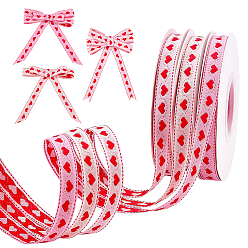 Mixed Color 3 Rolls 3 Colors Polyester Ribbon, Heart Pattern, for Gift Packaging, Mixed Color, 1/2 inch(12mm), about 15.00 Yards(13.72m)/Set