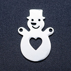 Stainless Steel Color 201 Stainless Steel Stamping Blank Links connectors, Christmas Snowman, Stainless Steel Color, 22x14.5x1mm, Hole: 1.4mm