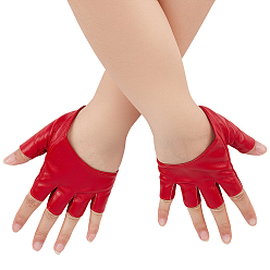 Cereza 1 Par de guantes de medio dedo de piel sintética, guantes sin dedos, cereza, 120x90x2 mm