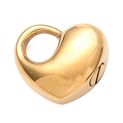 Golden Openable 316L Surgical Stainless Steel Memorial Urn Ashes Pendants, Heart, Golden, 15.2x13mm