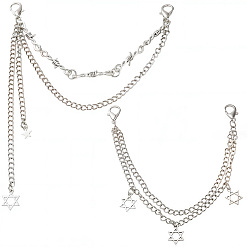 Mixed Shapes 4 шт. 2 стили двухслойная железная сплавная цепочка для украшения обуви, с карабин-лобстерами , старинное серебро и платина, разнообразные, 225~260 мм, 2 шт / стиль