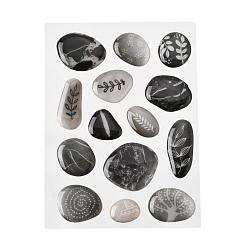 Черный 3 Набор наклеек из эпоксидной смолы и бумаги с изображением гальки, для декоративных наклеек для скрапбукинга, чёрные, 135x83x2 мм