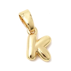 Letter K Латунные подвески в виде букв, без свинца и без кадмия, долговечный, реальный 18 k позолоченный, Письмо K, 9.5x6.5x2.5 мм, отверстие : 4.5x2 мм
