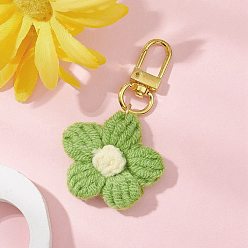 Желто-Зеленый Ручная работа хлопчатобумажные вязаные цветочные подвески украшения, Поворотные застежки-брелки для украшения сумок, желто-зеленый, 70 мм