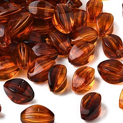 Rhombus Прозрачные акриловые бусины, имитировать янтарные бусы, ромб, 19x10.5x10.5 мм, отверстие : 1.8 мм, Около 342 шт / 500 г