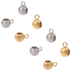 Golden & Stainless Steel Color 304 Stainless Steel Tube Bails, Loop Bails, Textured, Rondelle Bail Beads, Golden & Stainless Steel Color, 9x6x4.5mm, Hole: 2mm, Inner diameter: 3mm, 2 colors, 10pcs/color, 20pcs/box