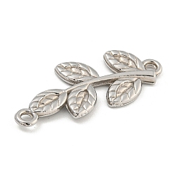 Нержавеющая Сталь Цвет Не тускнеет 304 звенья из нержавеющей стали, подвески в виде листьев, цвет нержавеющей стали, 28x12.5x2 мм, отверстие : 1.5 мм