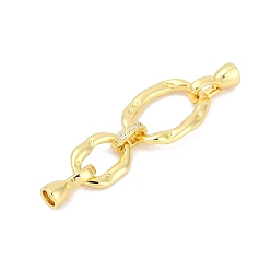 Настоящее золото 18K Латунные микро проложить кубического циркония раз за застежками, без кадмия, без никеля и без свинца, овальные, реальный 18 k позолоченный, 53.5 мм