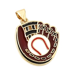 Golden Baseball-Anhänger aus Emaille, Handschuhanhänger, golden, 23x19.5x1.5 mm, Bohrung: 4.5x3 mm