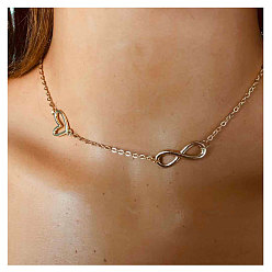 Золотой Алюминиевые цепочки-цепочки в форме сердца бесконечности для женщин, золотые, 13.78 дюйм (35 см)