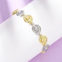 Shell Shape Браслеты из латунной цепочки для женщин, платиной и золотом, раковина, 7-1/4 дюйм (18.4 см), ссылка: 17.5x10x3.5 mm