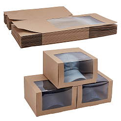 BurlyWood Paper Cap Hat Packing Boxes with Visible Window, Rectangle, BurlyWood, 19.5x12x19.5cm