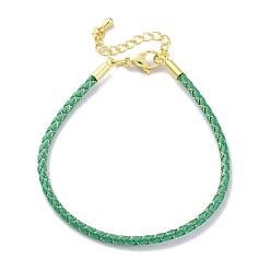 Зеленый лайм Изготовление плетеных браслетов из полиэфирного шнура, с карабинами-карабинами из нержавеющей стали, латунная фурнитура, долговечный, зеленый лайм, 7-3/8 дюйм (18.8 см)