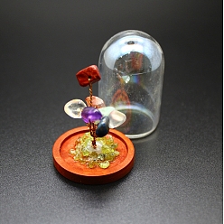 Смешанные камни Чакра из натуральных драгоценных камней, елочные украшения, Деревянный и стеклянный колпак с медной проволокой, энергетический камень по фен-шуй, подарок для домашнего офиса, настольные украшения, 30x42 мм