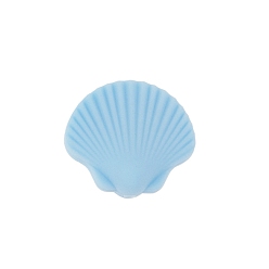 Светло-Голубой Силиконовые бусины, DIY уход за ожерельем, формы раковины, Небесно-голубой, 25x28 мм