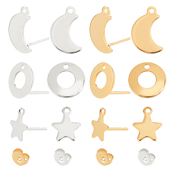 Golden & Stainless Steel Color 304 Stainless Steel Stud Earring Findings, Mixed Shapes, Golden & Stainless Steel Color, Stud Earring Findings: 24pairs/Box,
304 Stainless Steel Ear Nuts: 60pcs/Box