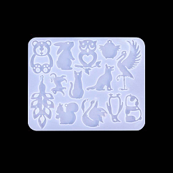 Белый DIY силиконовые формы для кулона, изготовление украшений, формы для литья смолы, для уф-смолы, изготовление ювелирных изделий из эпоксидной смолы, животная тема, белые, 131x104x4 мм