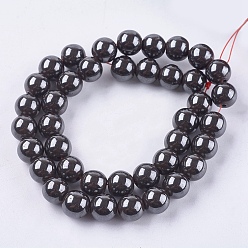 Black Magnetic Synthetic Hematite Beads Strands, Grade A, Round, Black, 10mm, Hole: 2mm, 15.5 inch