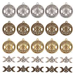 (52) Непрозрачная лаванда 50шт 5 подвески из полого сплава в тибетском стиле, богиня тройной луны, смешанный, разноцветные, 16~39x30~34x2.5~4 мм, отверстие : 2~3 мм, 10 шт / стиль