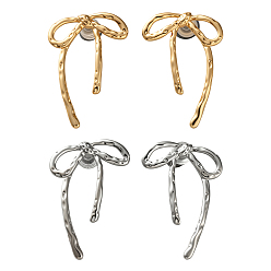 (52) Непрозрачная лаванда 2 пары 2 цветные серьги-гвоздики из латуни с бантом, разноцветные, 35.5x24.5 мм, 1 пара / цвет