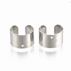Stainless Steel Color Tarnish Resistant 304 Stainless Steel Cuff Earrings, Stainless Steel Color, 10~11x7mm, Hole: 0.8mm