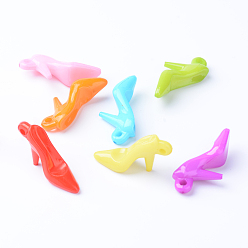 (52) Непрозрачная лаванда Непрозрачные акриловые подвески, туфли на высоких каблуках, разноцветные, 37x11.5x20 мм, отверстие : 2.8 мм, Около 270 шт / 500 г