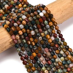 Океанический Джаспер Океан Природный яшмы бисер нитей, энергетическая призматическая огранка с двойными концами бусины, граненые двухконусные, 4x4.5 мм, отверстие : 0.4 мм, около 83 шт / нитка, 14.96 дюйм (38 см)